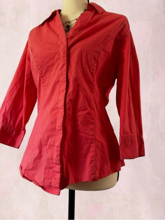 Riders by Lee Tops - Riders by Lee Coral-Red Button-Down Women's Shirt